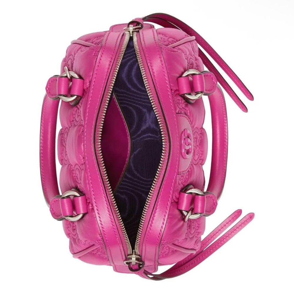 Gucci GG Matelassé Mini Boston 2-way bag in pink nylon and leather - Picture 13 of 16